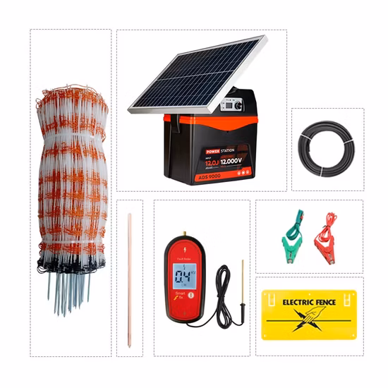 Lydite Kit de red temporal para aves de corral con doble pico personalizado, red eléctrica para cercas con 14 postes para pollos, ovejas, cerdos y animales pequeños